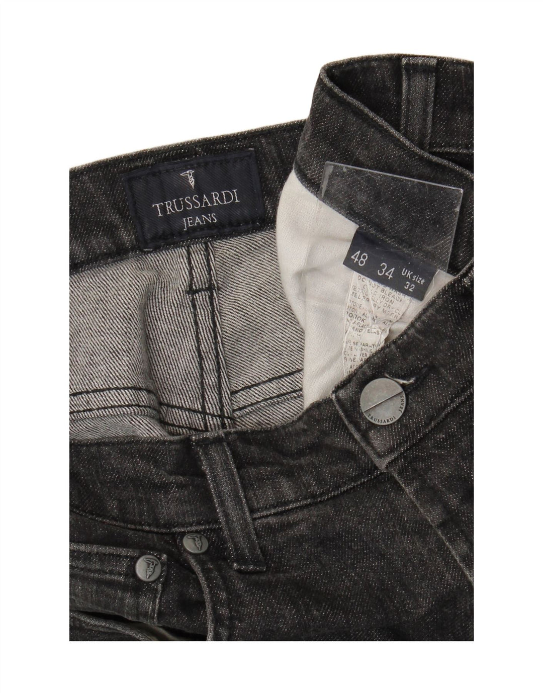 TRUSSARDI Jeans retos masculinos W32 L29 algodão preto