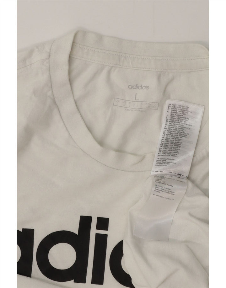 ADIDAS Mens Graphic T-Shirt Top Grande Algodão Branco