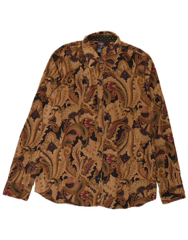 Camisa feminina Chaps UK 18 XL marrom paisley algodão