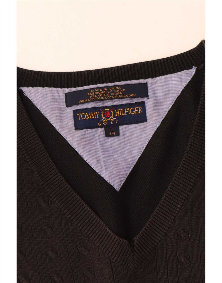 Regata masculina Tommy Hilfiger com colete grande de algodão preto