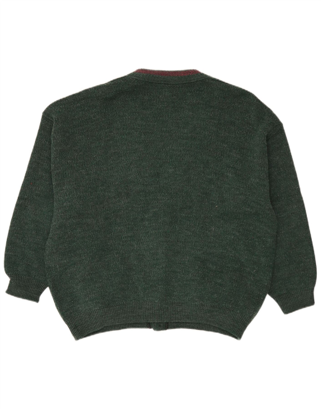 Suéter Cardigan Masculino Vintage XL Lã Verde