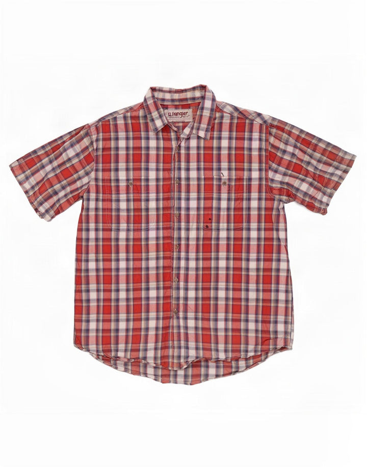 Camisa Wrangler masculina de manga curta XL vermelho xadrez algodão