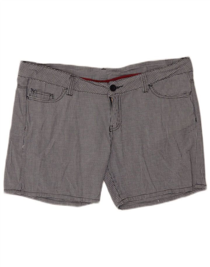 Converse feminino casual shorts grande W34 azul marinho algodão guingão