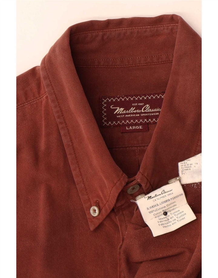 Camisa masculina Marlboro Classics grande algodão marrom