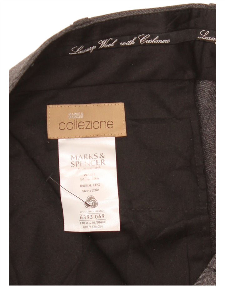 Calça masculina de terno reto MARKS & SPENCER W36 L29 lã cinza
