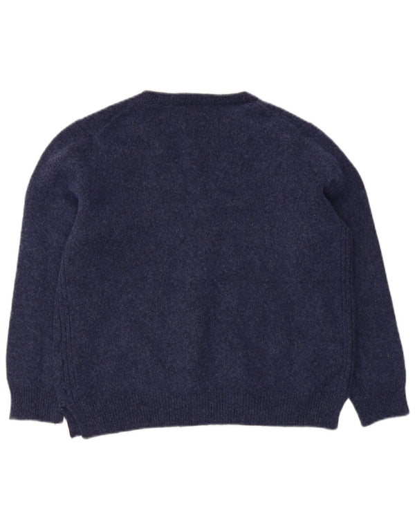 Suéter feminino Polo Ralph Lauren com decote em V Reino Unido 14 grande lã azul marinho