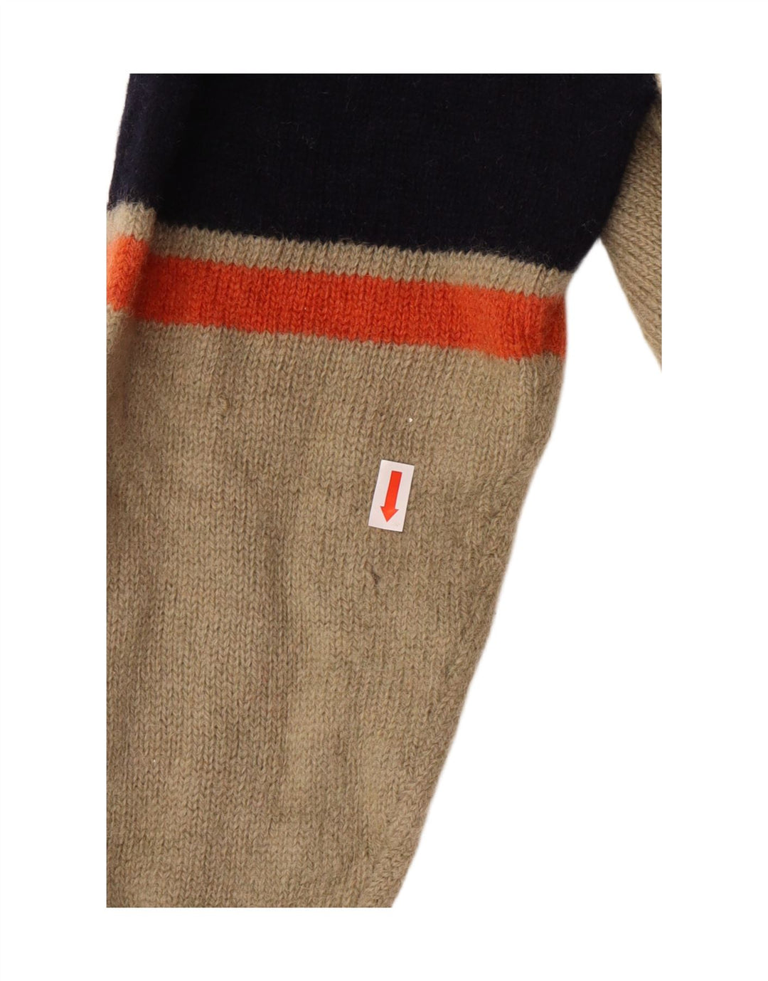 Suéter feminino Kappa com zíper e gola em lã listrada bege médio clássico