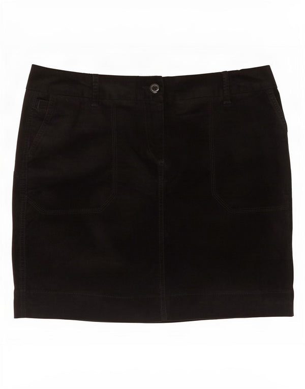 Mini saia feminina de veludo cotelê Marks & Spencer Reino Unido 14 grande W34 algodão preto