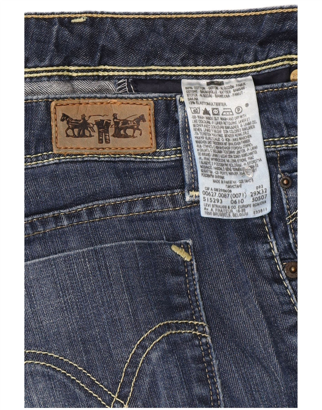 Calça jeans feminina Levi's 627 Straight W29 L28 azul marinho algodão
