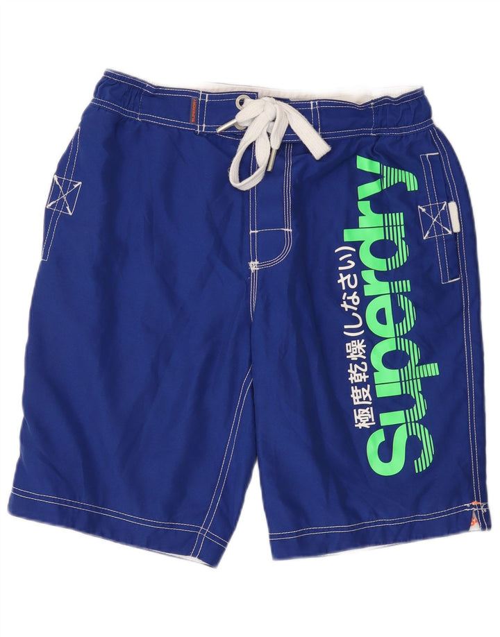 Calções de banho masculinos Superdry Graphic azul médio poliéster