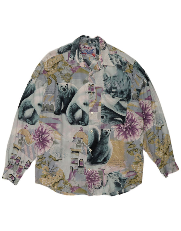 Vintage Mens Shirt Medium Multicoloured Patchwork