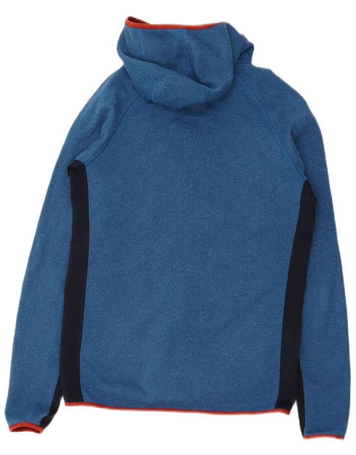 Suéter masculino Patagonia com capuz e zíper azul médio poliéster colorblock