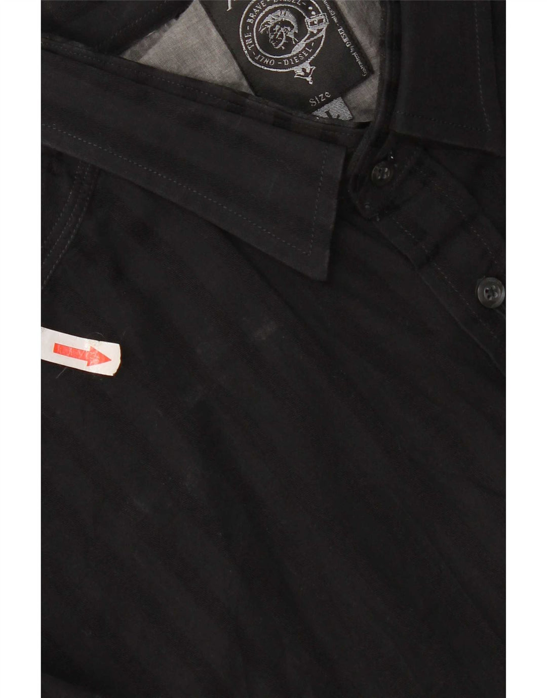 Camisa masculina diesel grande listrada preta de algodão