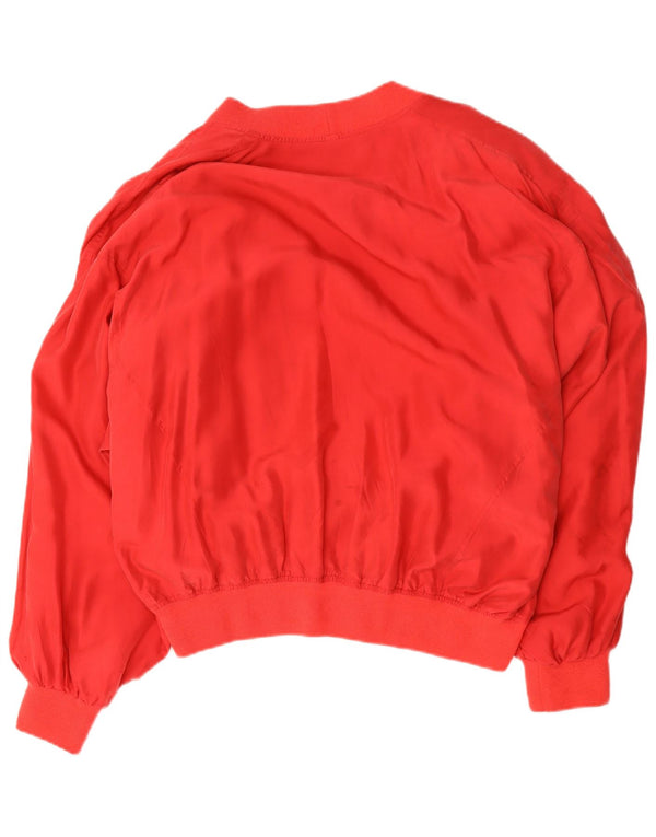 Jaqueta bomber gráfica masculina vintage UK 42 XL seda vermelha
