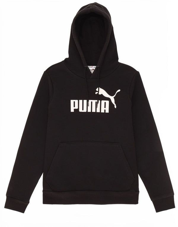 Puma feminino gráfico moletom com capuz Reino Unido 10 pequeno algodão preto