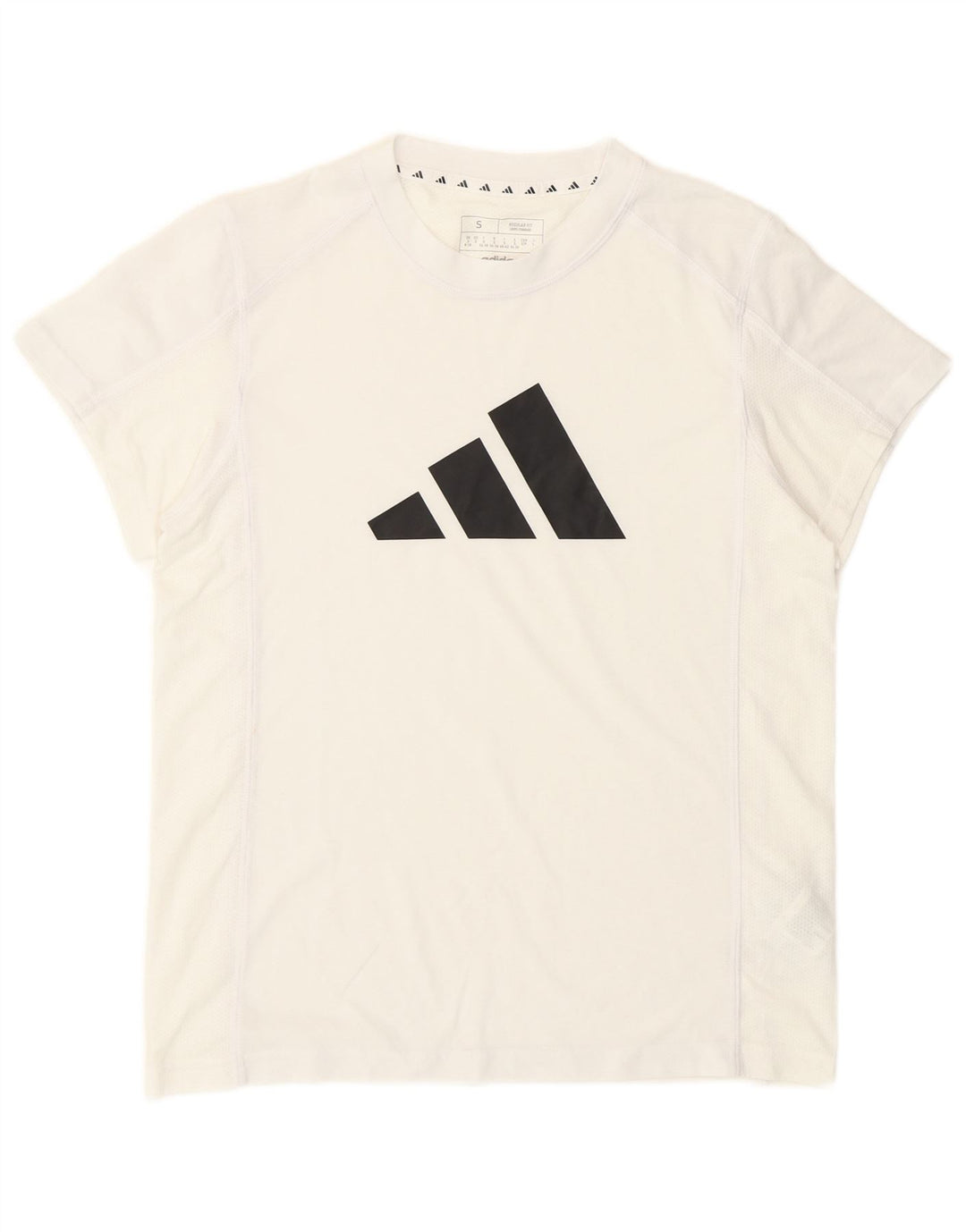 Camiseta feminina Adidas com estampa gráfica UK 8/10 pequena poliéster branca