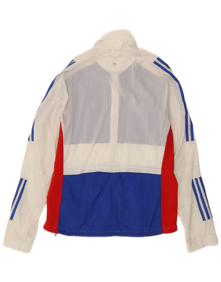 Adidas Mens Running Tracksuit Top Jacket Médio Branco Colourblock Nylon