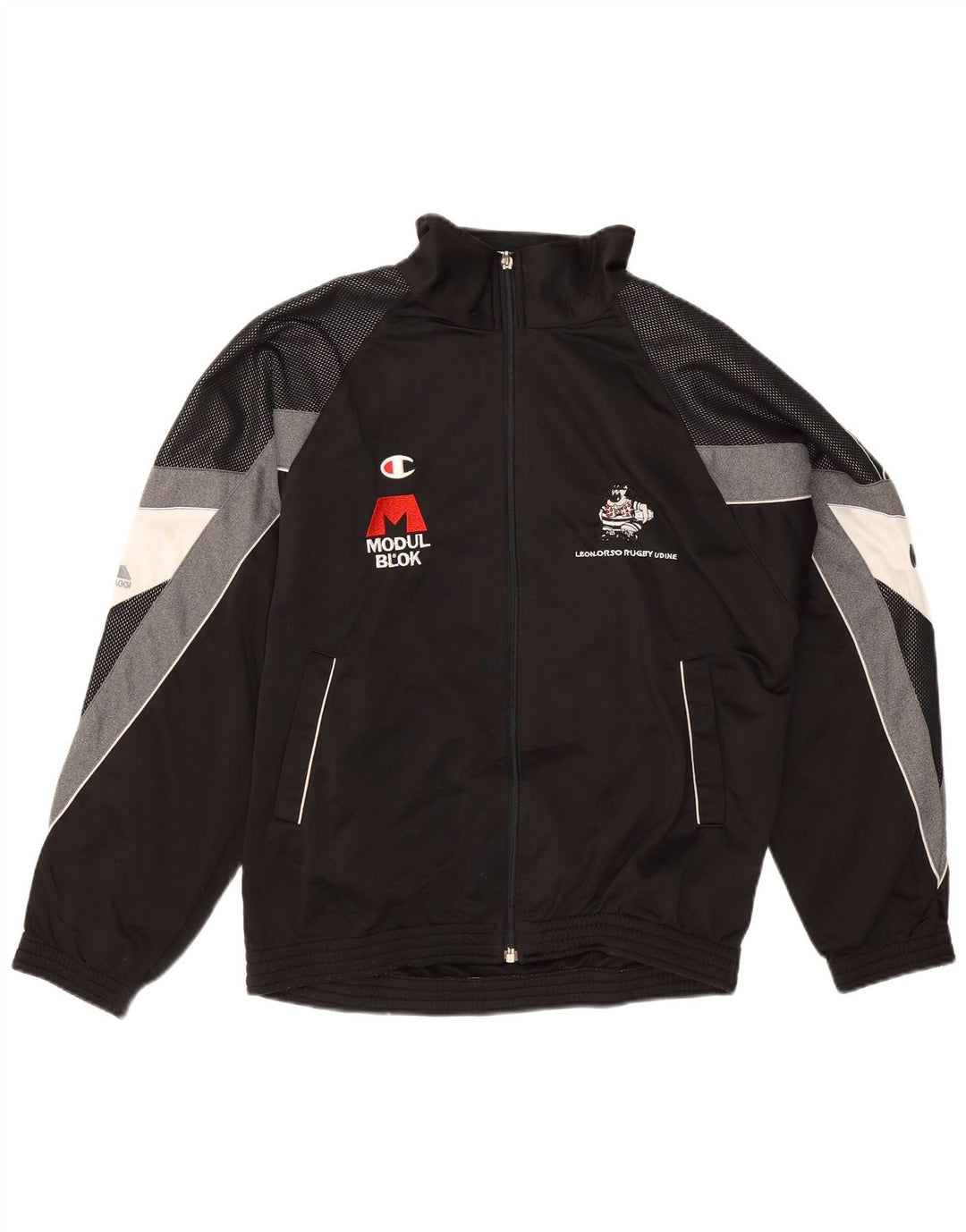 Jaqueta masculina de agasalho gráfico Champion médio preto colorblock