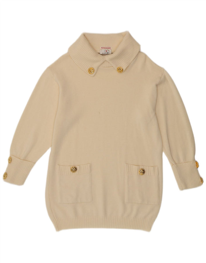 Suéter feminino BODE com gola polo e palangre UK 16 grande off white