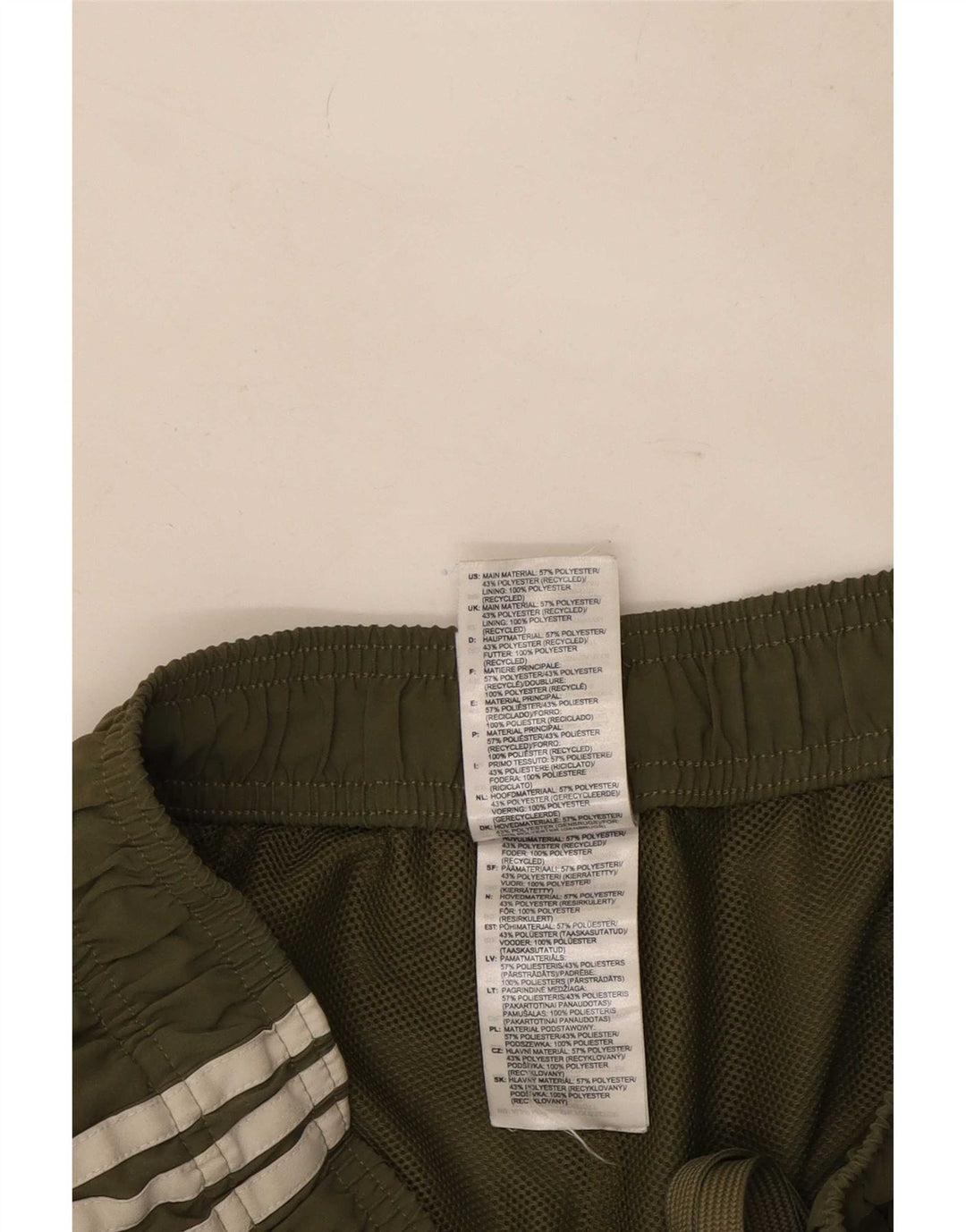 Shorts esportivos masculinos Adidas grande poliéster cáqui