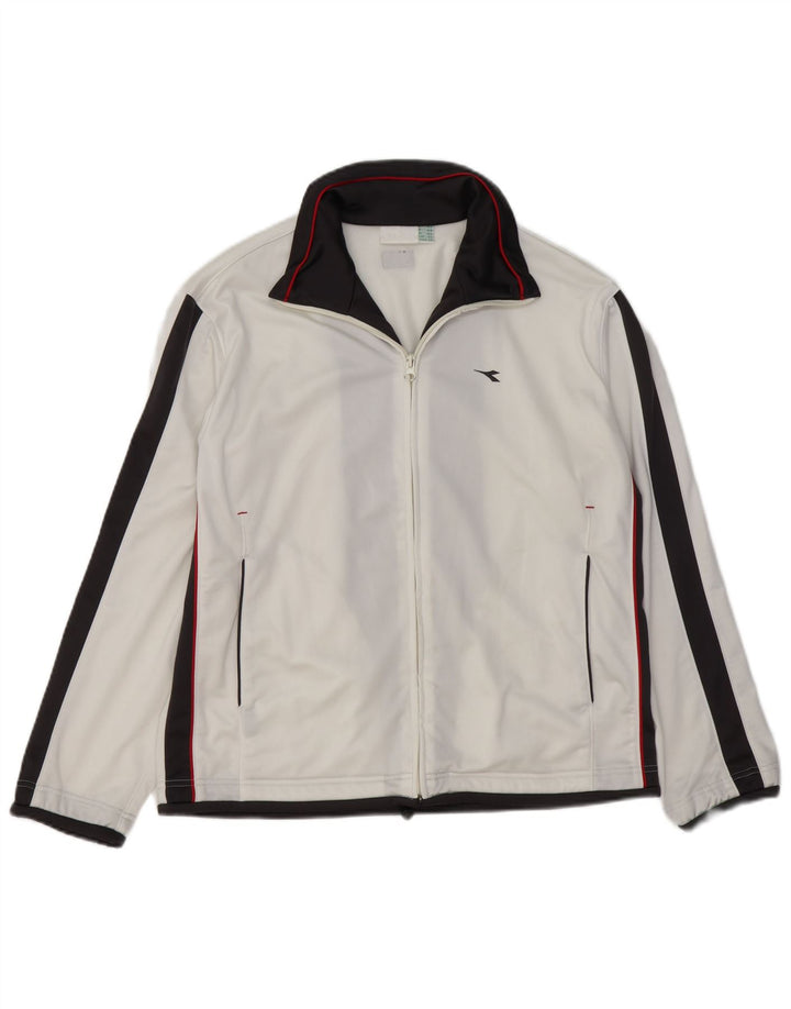 Diadora Mens Tracksuit Top Jacket UK 32 2XS Branco Colourblock Poliéster