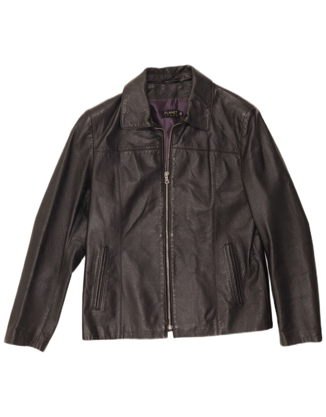 Jaqueta de couro masculina Planet IT 46 pequena couro preto