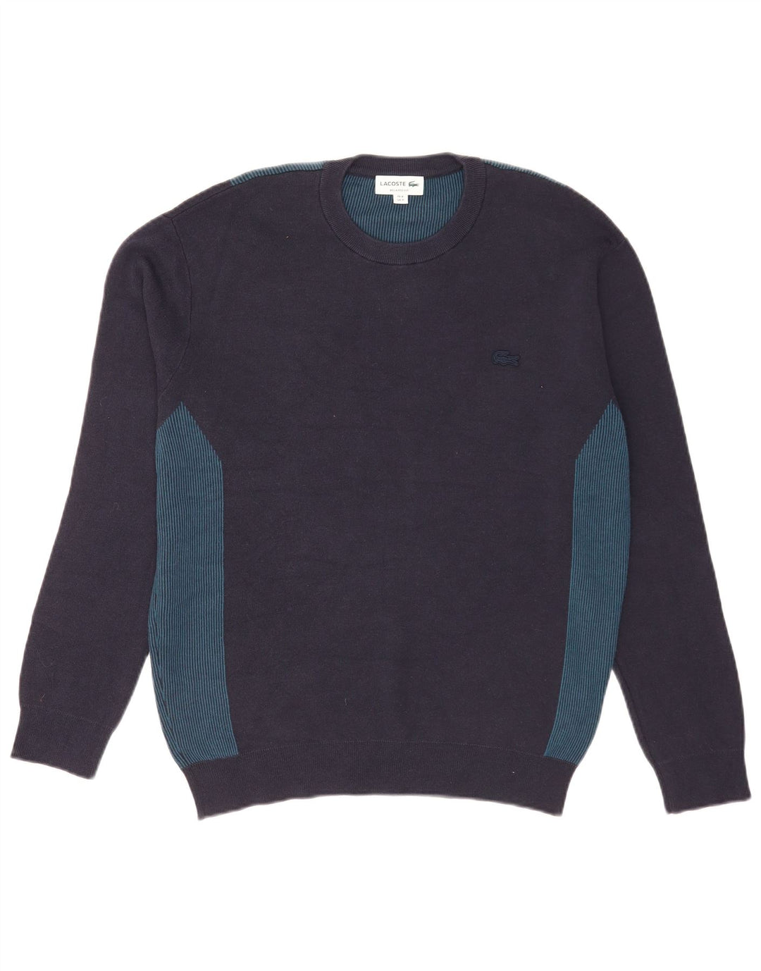Suéter masculino Lacoste com gola redonda tamanho 4 médio azul marinho colorblock