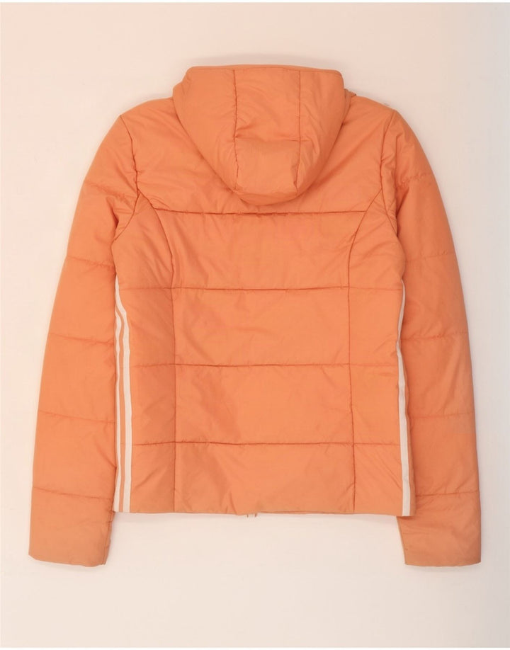 Jaqueta acolchoada com capuz feminina Adidas UK 10 pequeno poliéster rosa