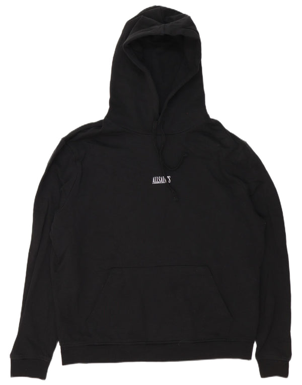 All Saints Mens Loose Fit Hoodie Jumper Médio Algodão Preto