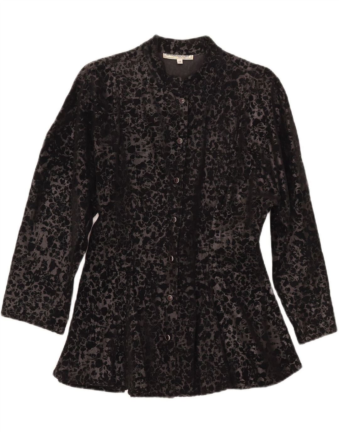 Jaqueta feminina vintage manga 3/4 IT 44 médio preto estampa animal
