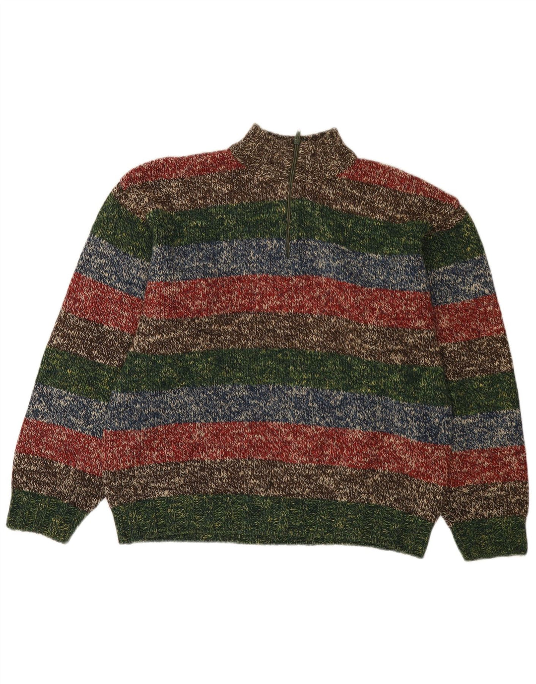 Suéter masculino vintage com zíper e pescoço IT 52 listrado grande multicolorido