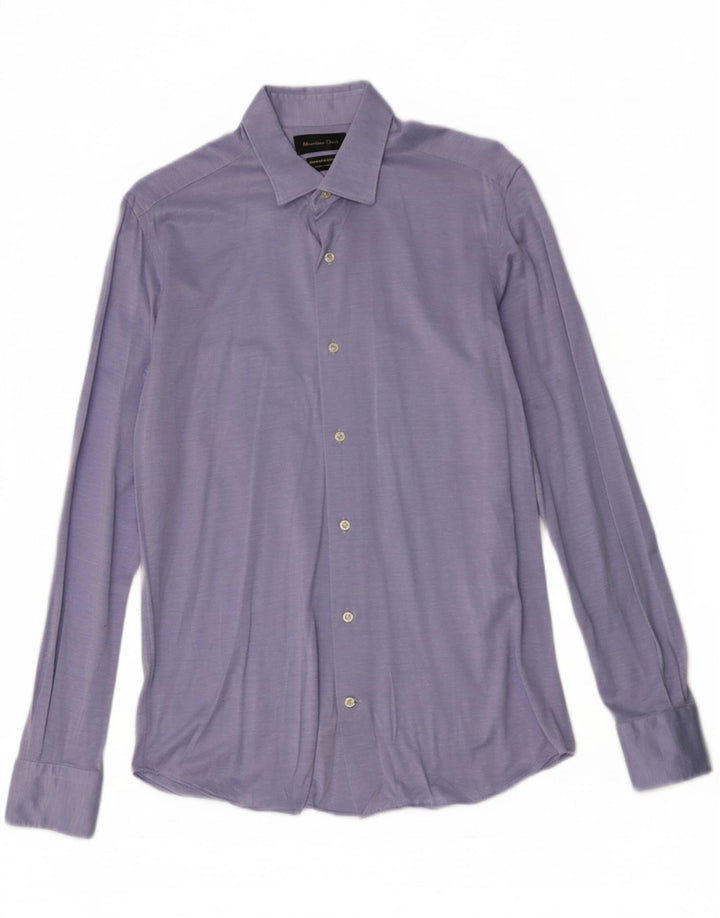 Camisa masculina MASSIMO DUTTI pequena azul algodão