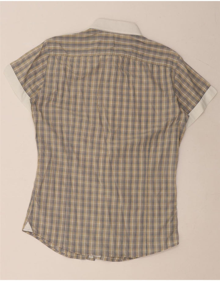Camisa masculina SISLEY de manga curta pequena xadrez cinza
