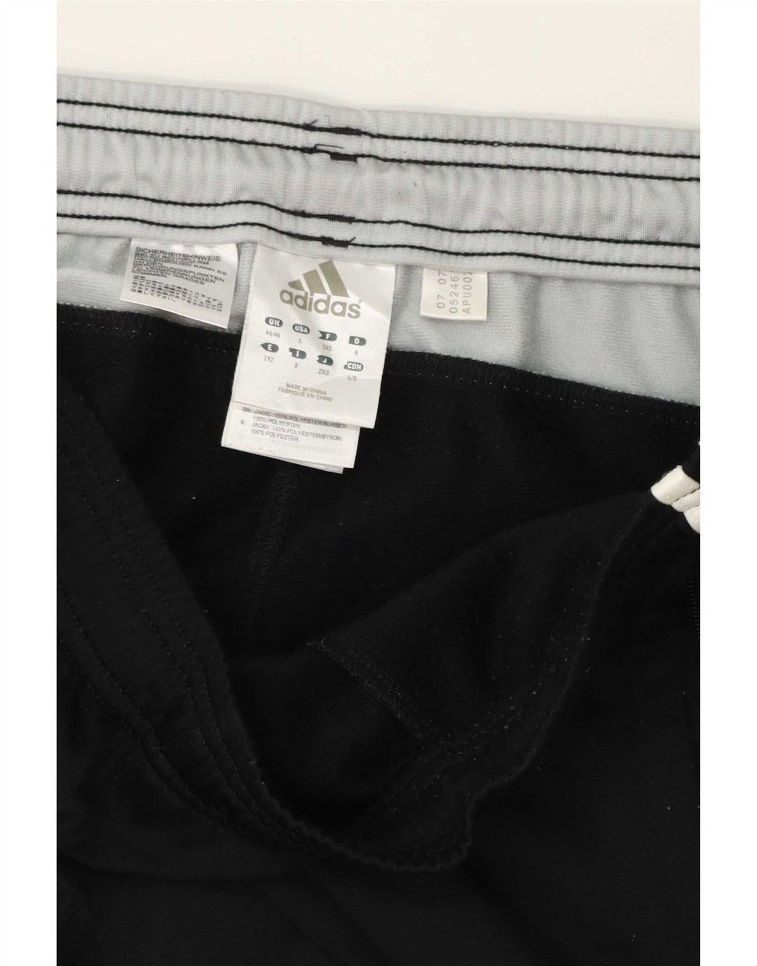 Calça de treino masculina Adidas UK 44/46 grande preto colorblock poliéster