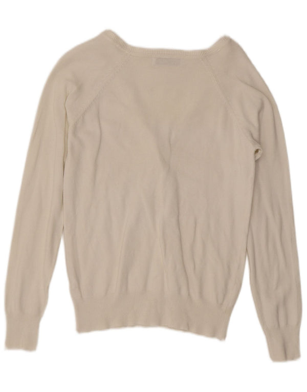 Suéter cardigã feminino Zara Regular Fit UK 12 médio branco