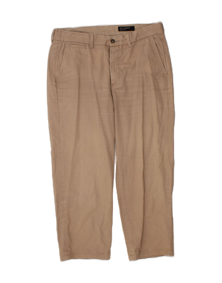 ALL SAINTS Mens Straight Capri Trousers W32 L24 Beige Cotton Vintage All Saints and Second-Hand All Saints from Messina Hembry 