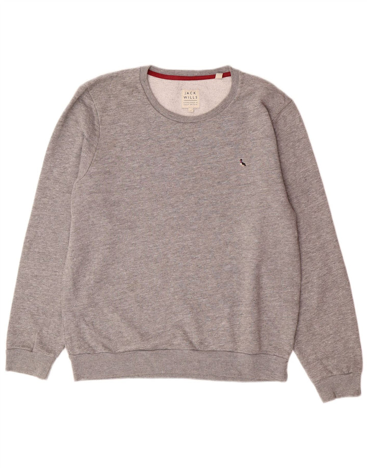 JACK WILLS moletom masculino jumper médio cinza algodão manchado