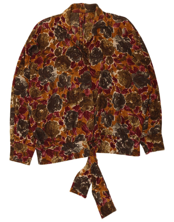 Blusa feminina vintage UK 20 2XL floral multicolorida