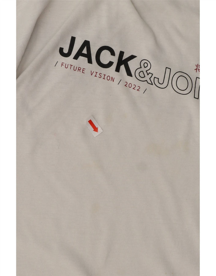 Camiseta masculina JACK & JONES com estampa gráfica pequena de algodão branco
