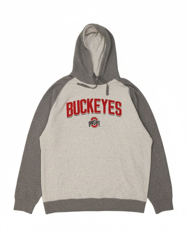 CHAMPION Masculino Ohio State Buckeyes moletom com capuz XL cinza colorblock