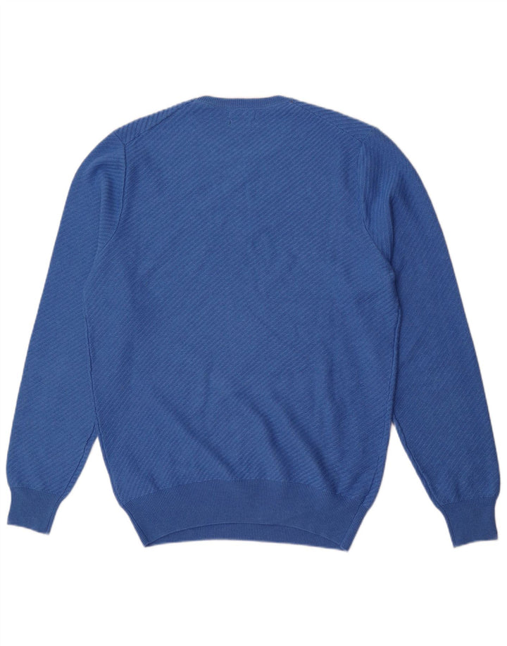 Suéter masculino Massimo Dutti com gola redonda, grande algodão azul