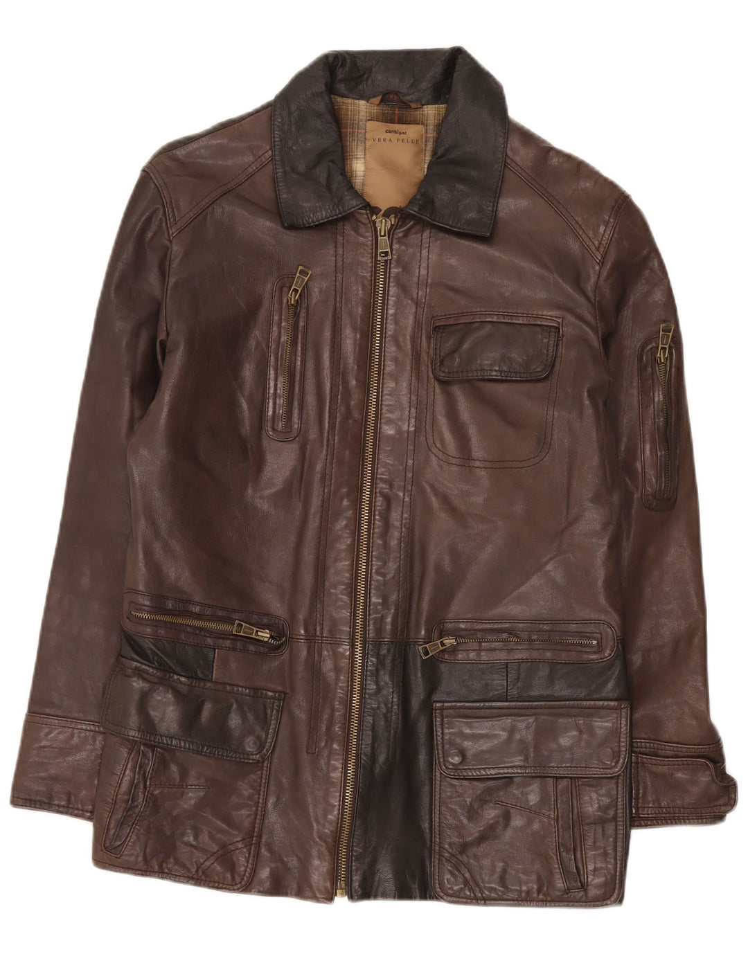 Jaqueta masculina de couro Conbipel Regular Fit IT 48 marrom médio