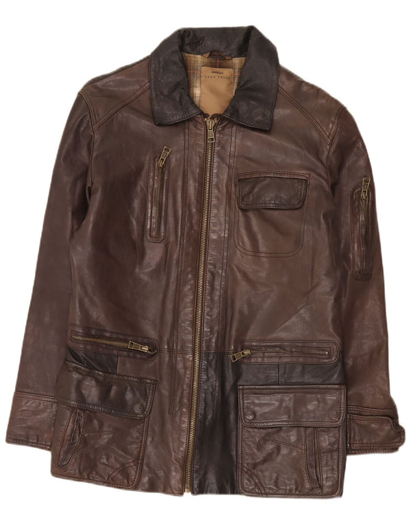 Jaqueta masculina de couro Conbipel Regular Fit IT 48 marrom médio