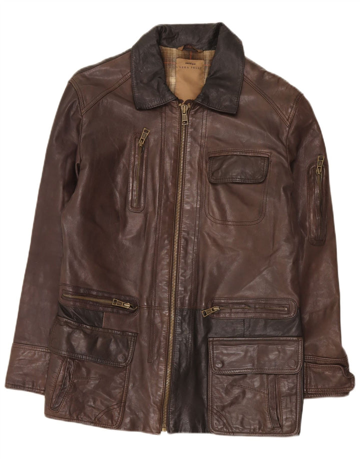 Jaqueta masculina de couro Conbipel Regular Fit IT 48 marrom médio