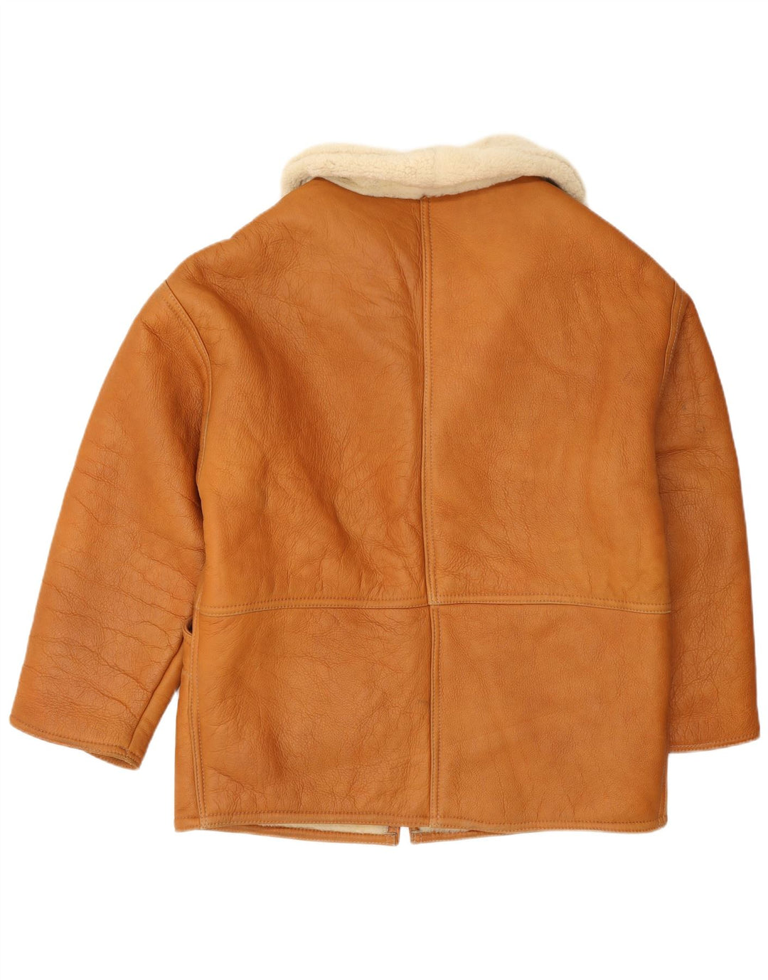 Jaqueta Shearling Feminina Vintage Reino Unido 18 XL Marrom Shearling