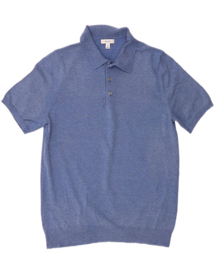 Camisa polo masculina Reiss algodão azul médio