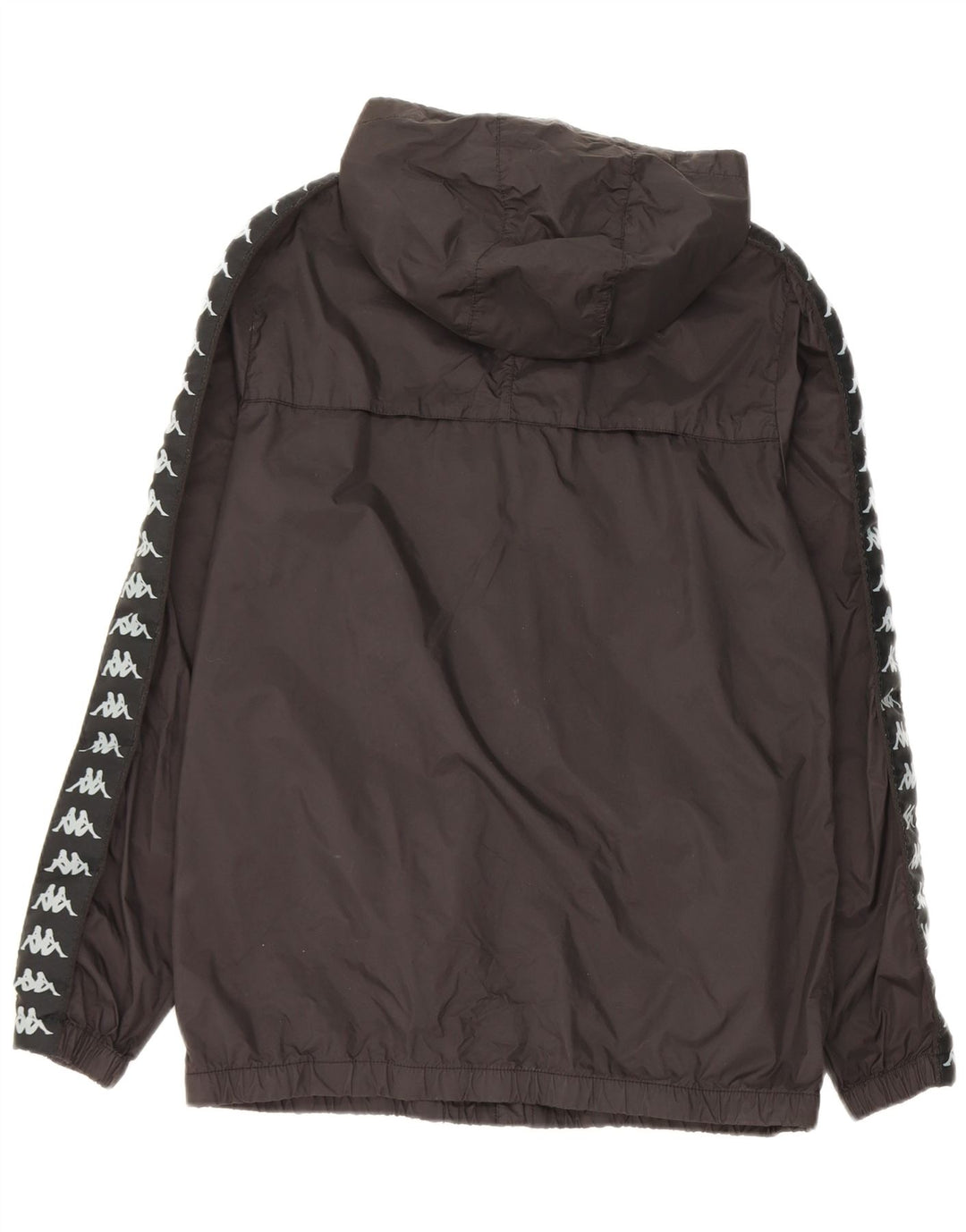 Jaqueta de chuva masculina Kappa com capuz gráfico Reino Unido 38 médio preto nylon