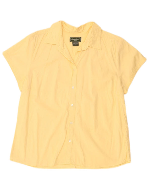 Camisa feminina Eddie Bauer de manga curta UK 18 XL algodão amarelo