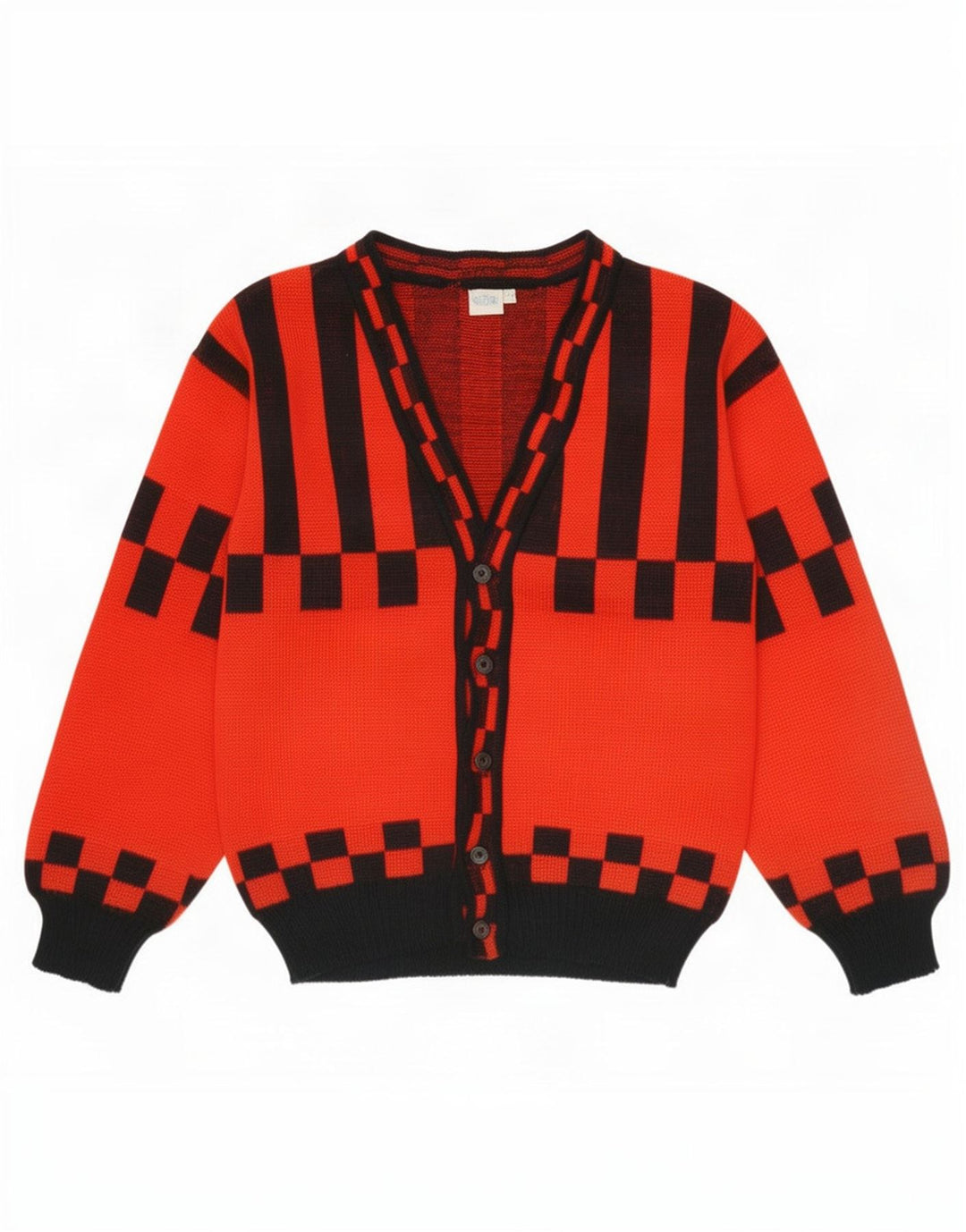Suéter Cardigan Feminino Vintage UE 40 Médio Vermelho Geométrico