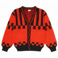 Suéter Cardigan Feminino Vintage UE 40 Médio Vermelho Geométrico
